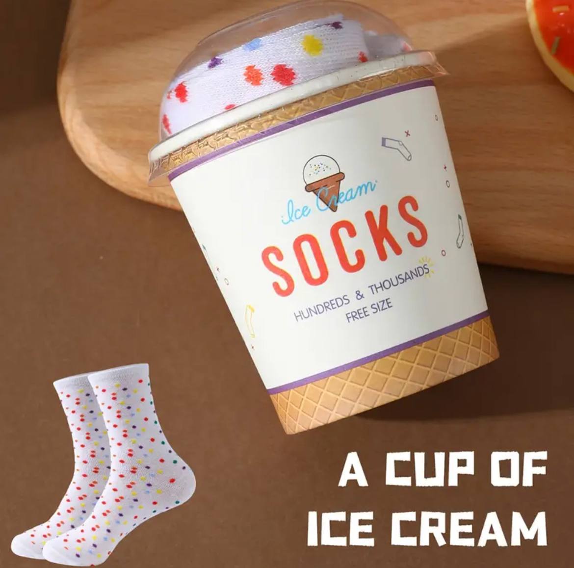 Ice Cream Pattern Mid-calf Crew Socks