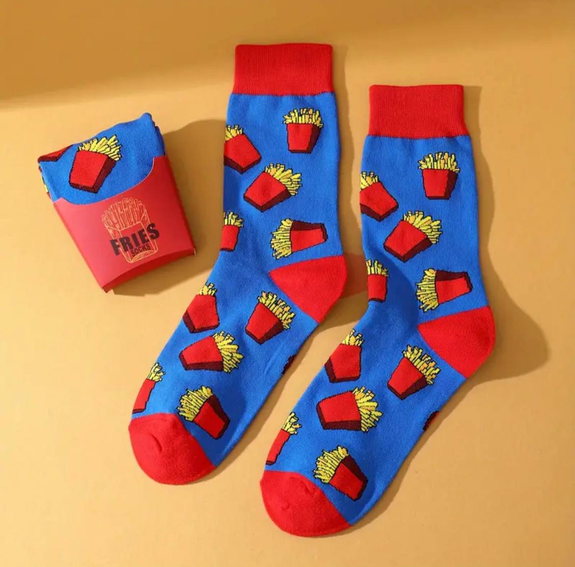 Mid-Calf Socks with French Fries Pattern