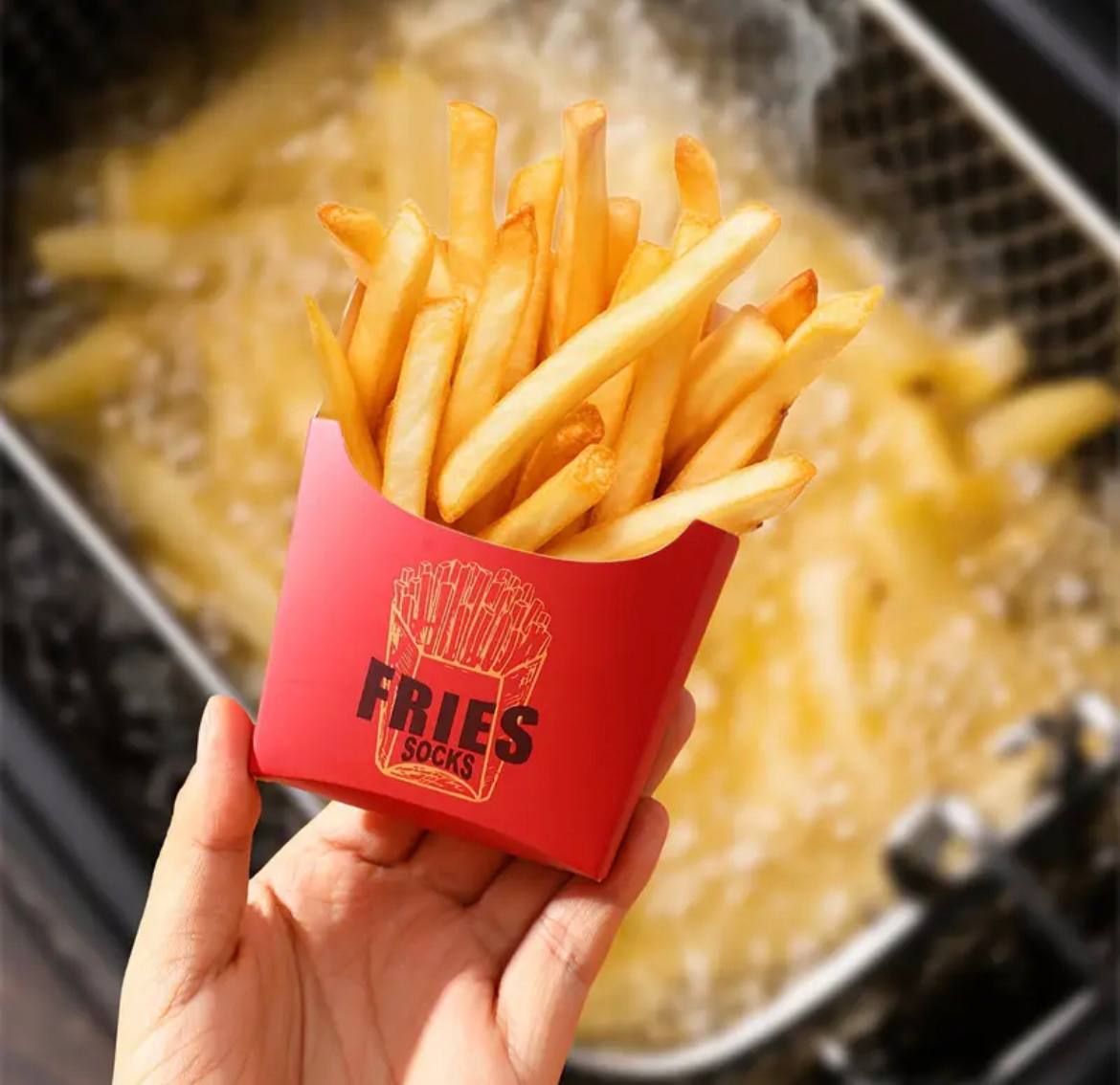 Mid-Calf Socks with French Fries Pattern