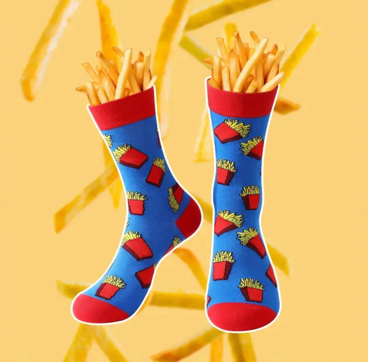 Mid-Calf Socks with French Fries Pattern