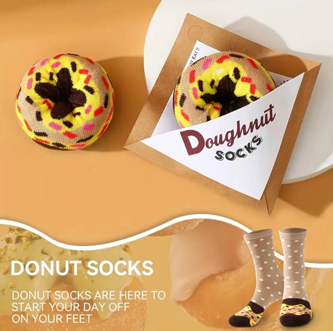 Unisex Mid-Calf Socks – Novelty Doughnut Pattern