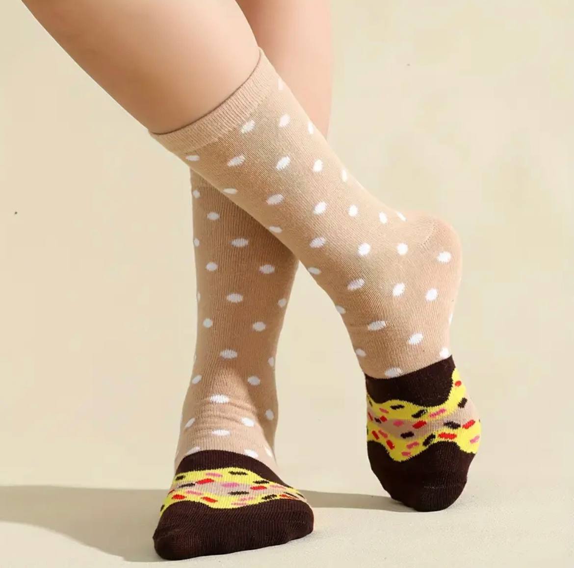 Unisex Mid-Calf Socks – Novelty Doughnut Pattern