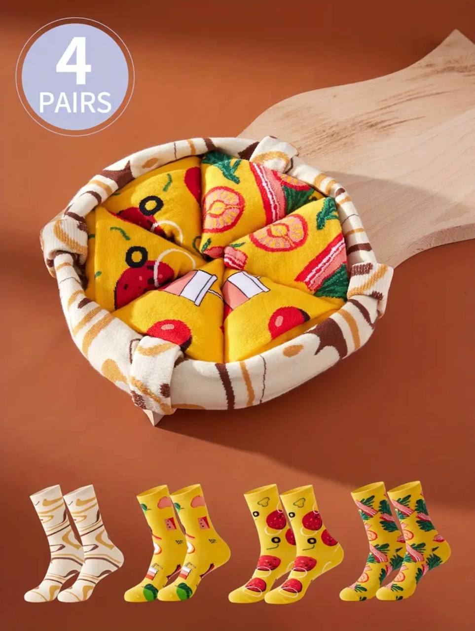 Novelty Pizza Pattern Crew Socks