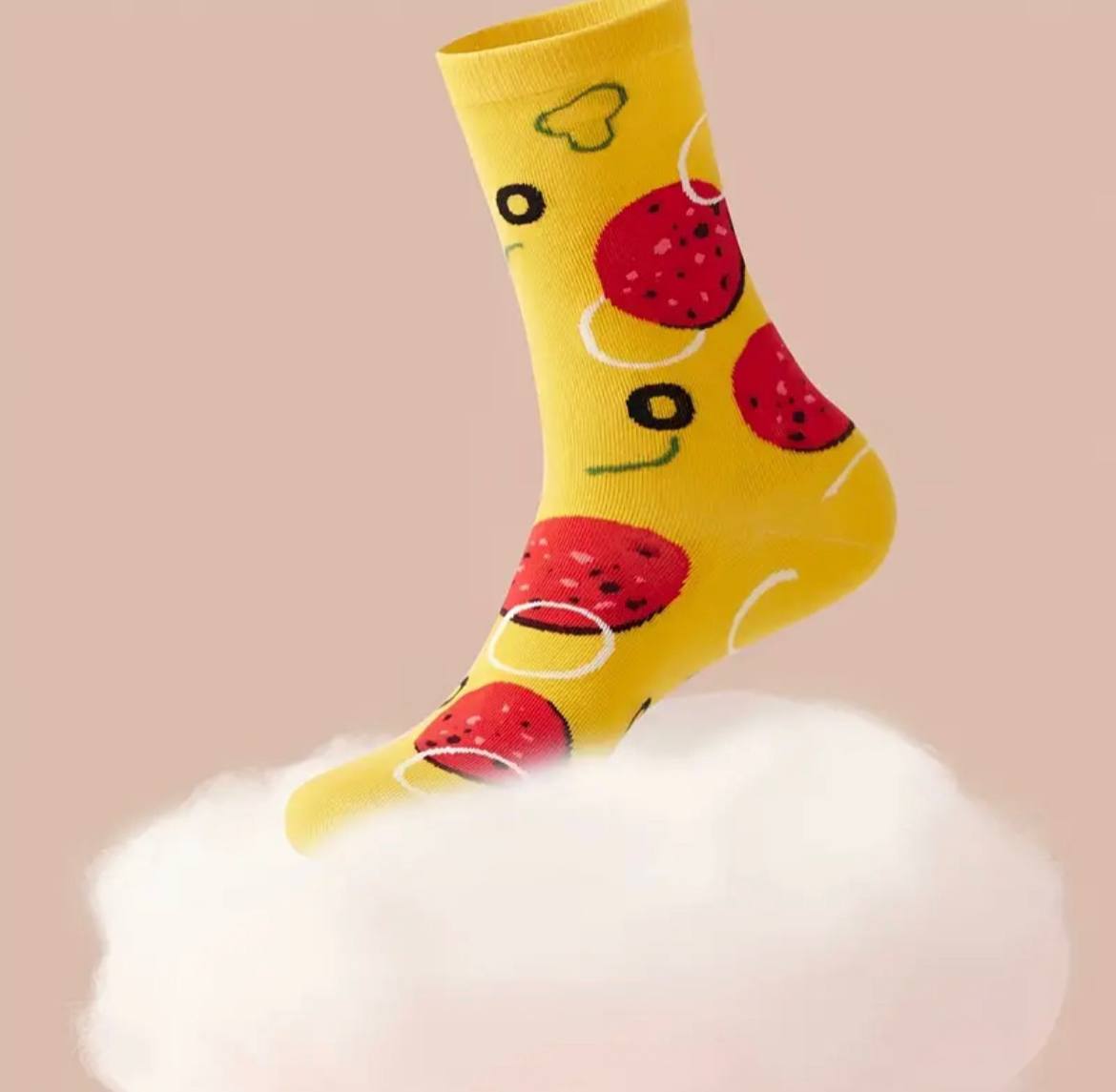 Novelty Pizza Pattern Crew Socks