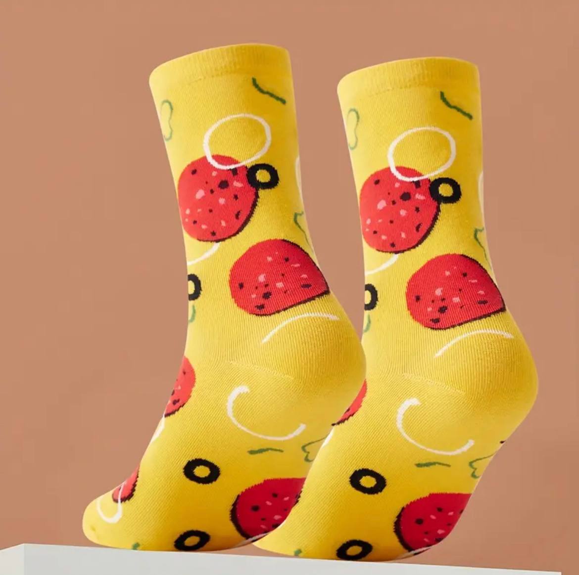 Novelty Pizza Pattern Crew Socks