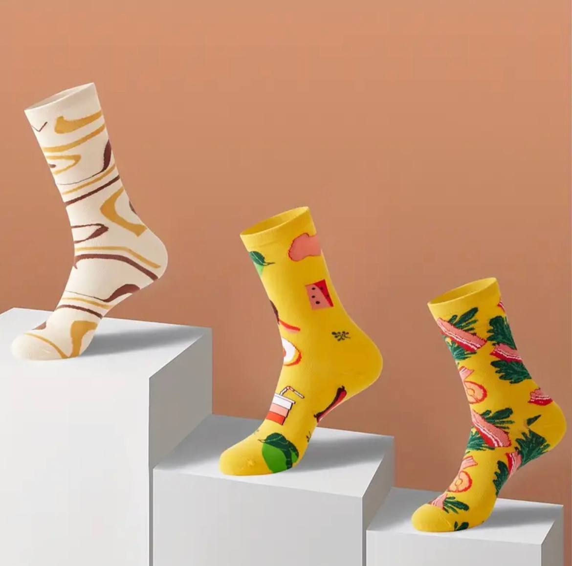 Novelty Pizza Pattern Crew Socks