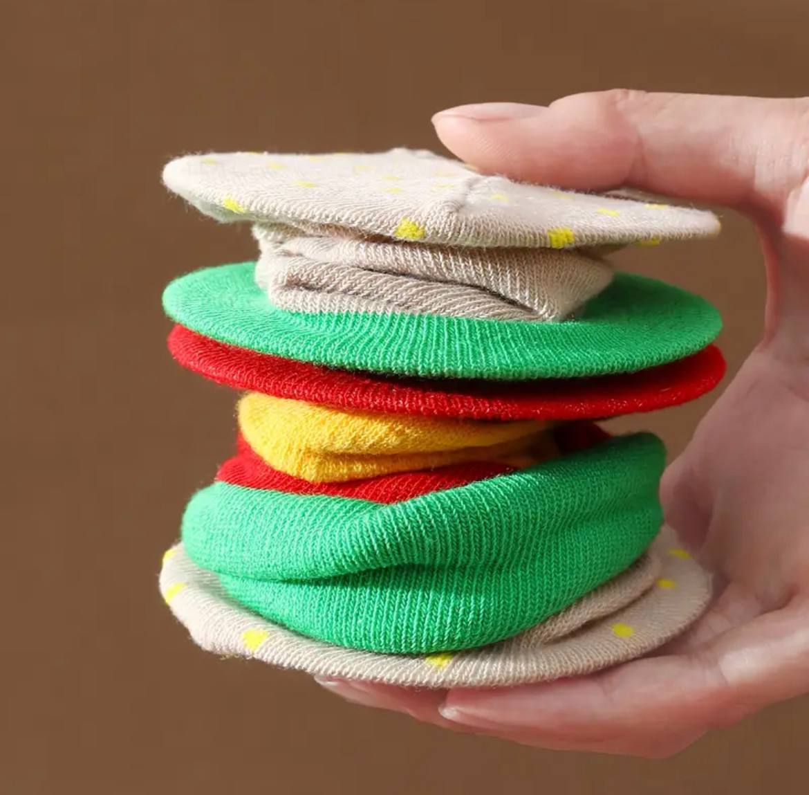 Mid-Calf Burger Pattern Socks