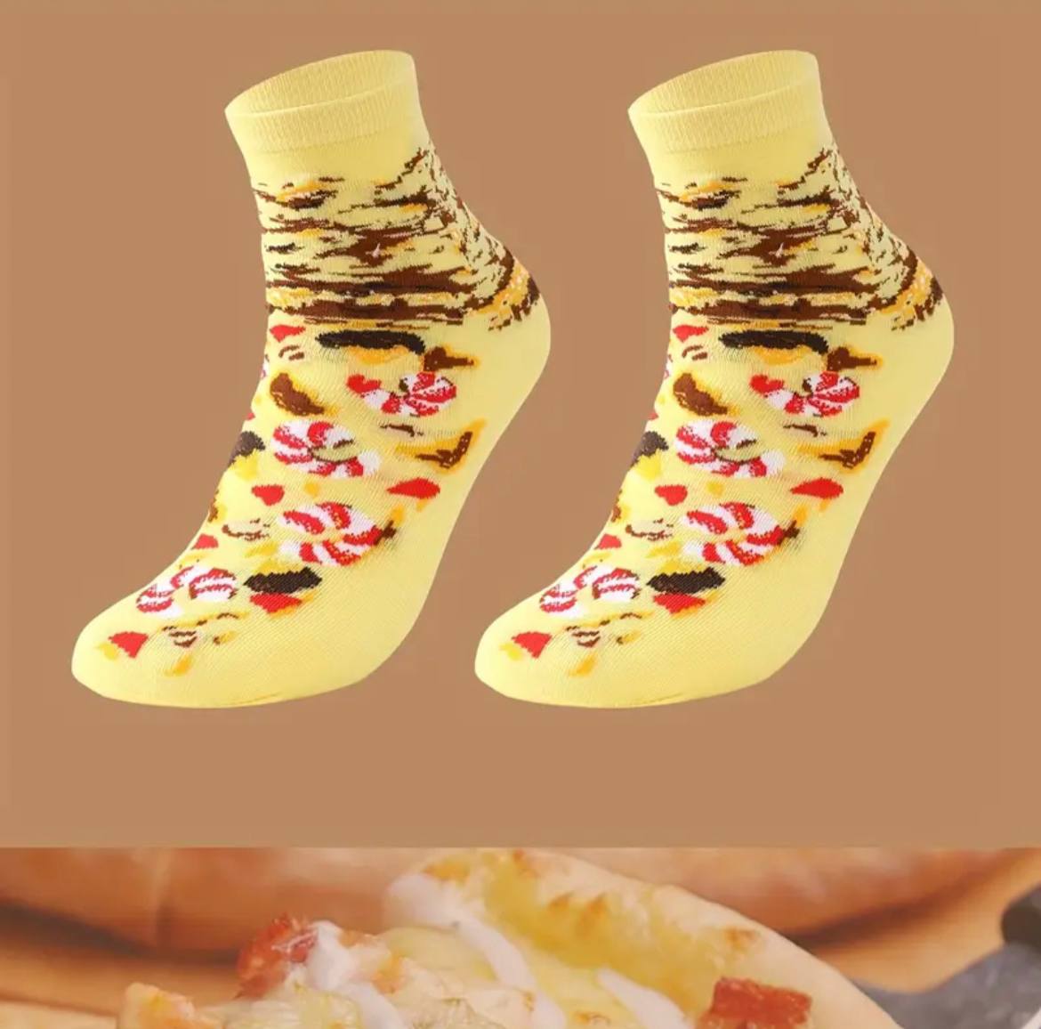 Mid-Calf Pizza Pattern Socks