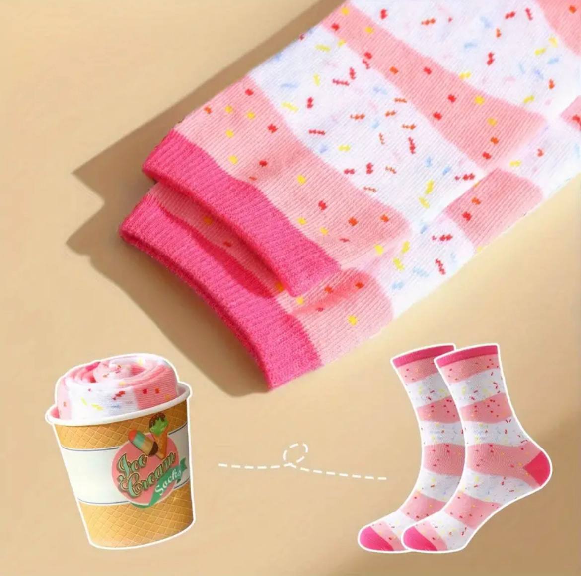 Unisex Mid-Calf Ice Cream Socks