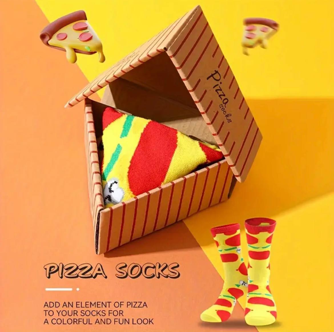 Pizza Slice Pattern Crew Socks