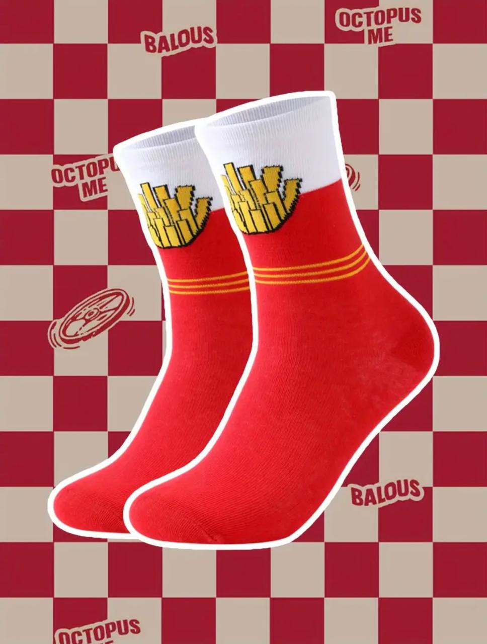 French Fries Pattern Socks