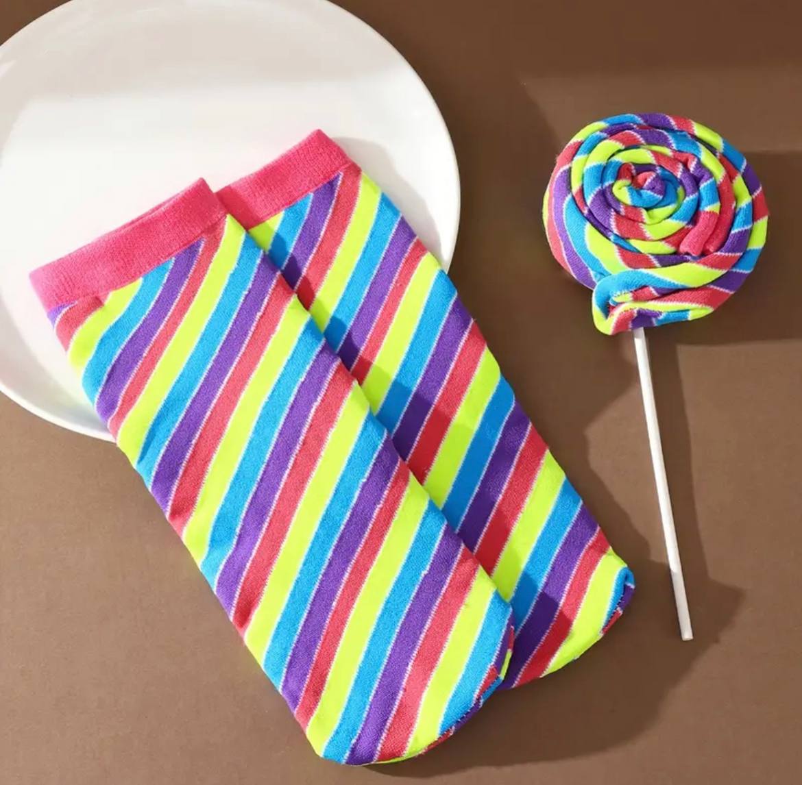 Rainbow Stripe Crew Socks